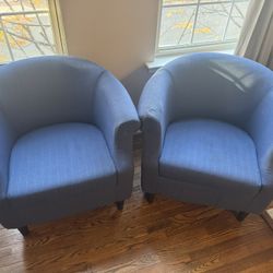 Set Of 2 Blue Arm Chairs