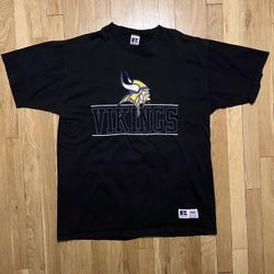 Vintage Minnesota Vikings Russell Athletic Black T Shirt XL Made in USA
