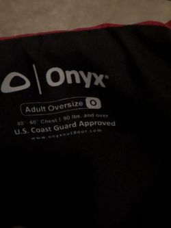 New onyx adult oversized O life jacket