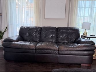 Brown leather sofa