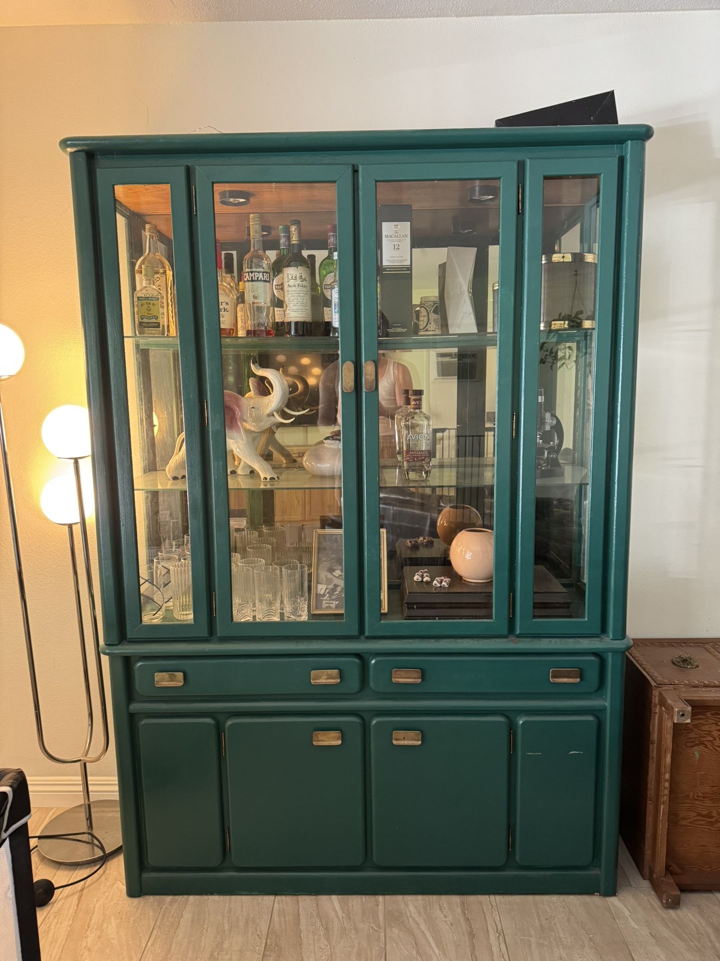 Mid-Century China Hutch Liquor Cabinet