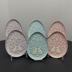 Egg Shaped Pastel Rabbit Plates – Set of 6