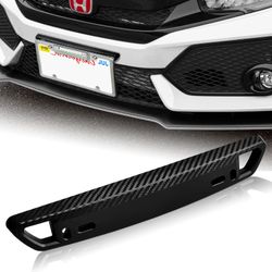 JDM Style Black Carbon Look Bumper Front License Plate Holder Relocate Bracket -(2-LPB-A1-BK
