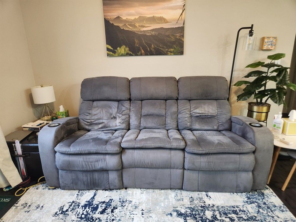 Moving Sale - 3 Seater Power Recliner Sofa with Drop Down Table