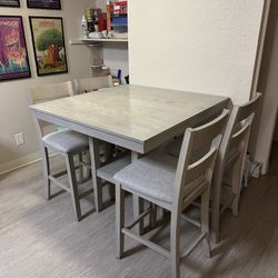 Lerra Driftwood Counter Height Table Set For 4 - Living Spaces 