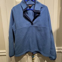 LL Bean Ladies Large Blue Fleece Pullover