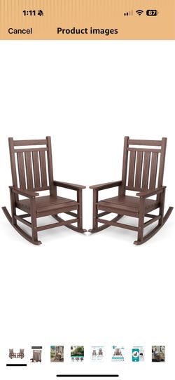 New in box SERWALL Oversized Outdoor Rocking Chair Set of 2, HDPE Rocker for Adults, Patio Rocking Chairs for Porch, Brown, a101-060-016