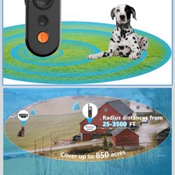 Wireless Dog Fence 3500FT Fence and 6100FT Remote Training Collar, 185 Days Rechargeable Battery - IPX7 Waterproof Collar, Vibrate/Beep/Shock Modes fo