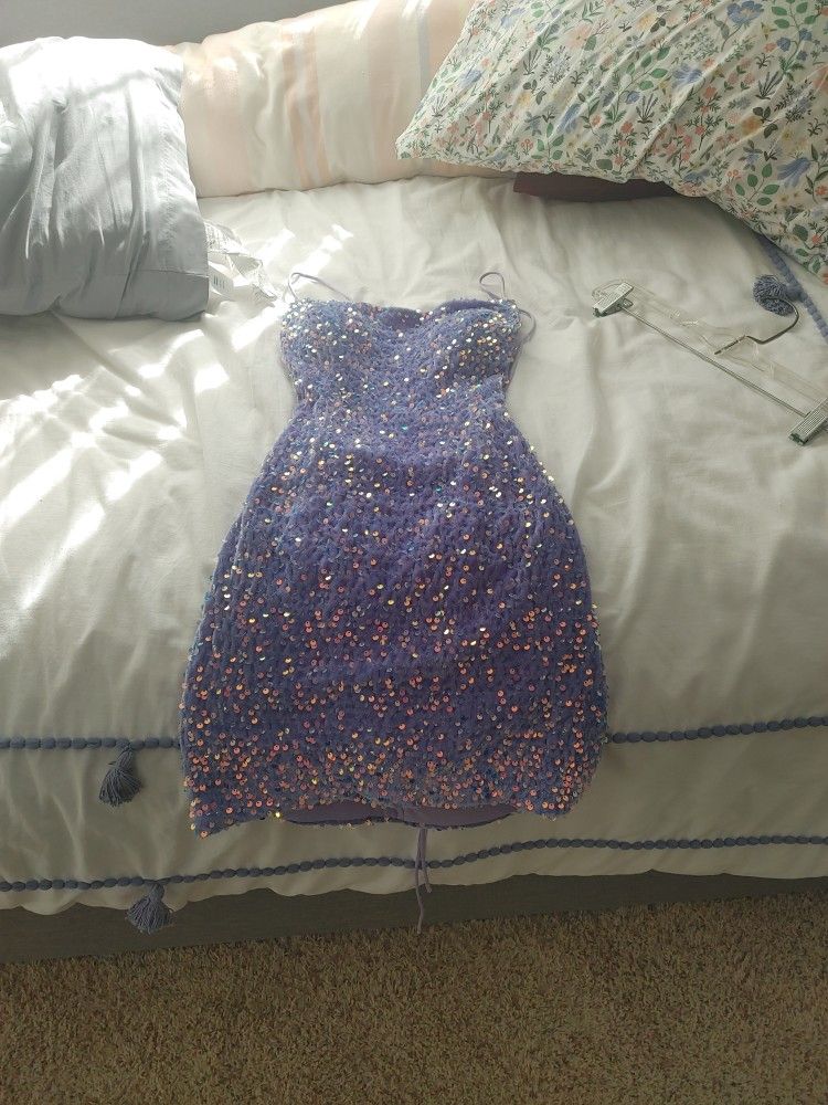 Lilac Homecoming Dress Sequin Body Con Sz 0