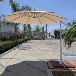 New In Box 10 Feet Offset Cantilever Outdoor Patio Umbrella With Cross Stand Beige Red Or Navy Blue Counter Weight Is Not Included 