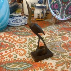 Vintage Hand Carved Crane