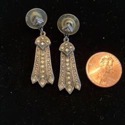 Silver And Rhinestone Post Earrings 