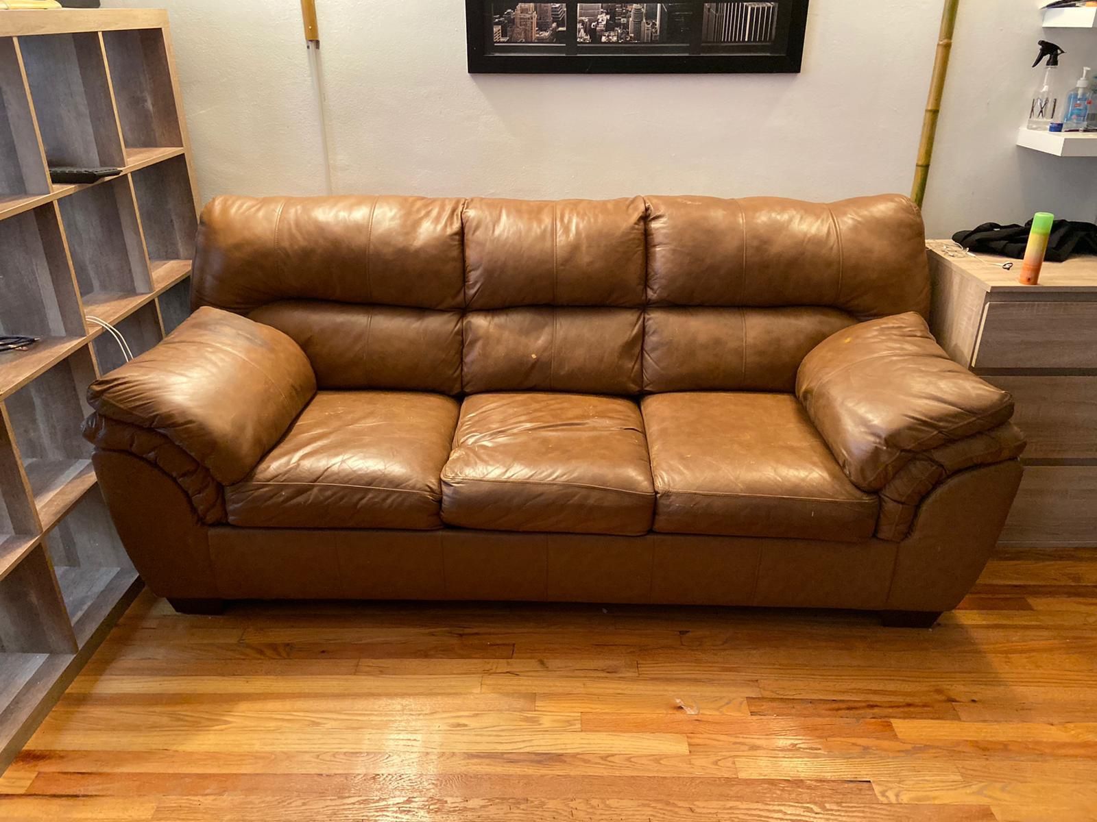 Leather couch with twin bed (Free)