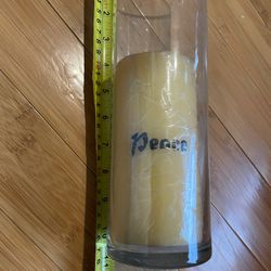 Glass vase cylinder candle with peace in Chinese