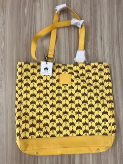 HSFT “Have Some Fun Today” Crown Print Elaine Tote in Yellow women’s bag