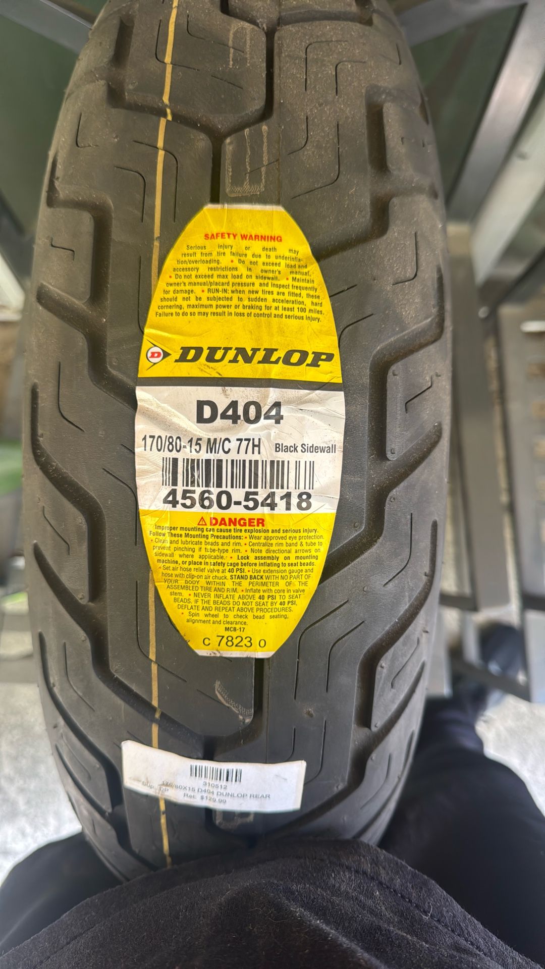 New Dunlop - 170/80-15 M/C 77H Black Sidewall Rear