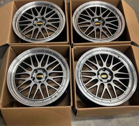 19 INCH SQUARED SET BBS LM STYLE WHEELS RIMS 19X9.5 +30 (5X112) CB: 66.6