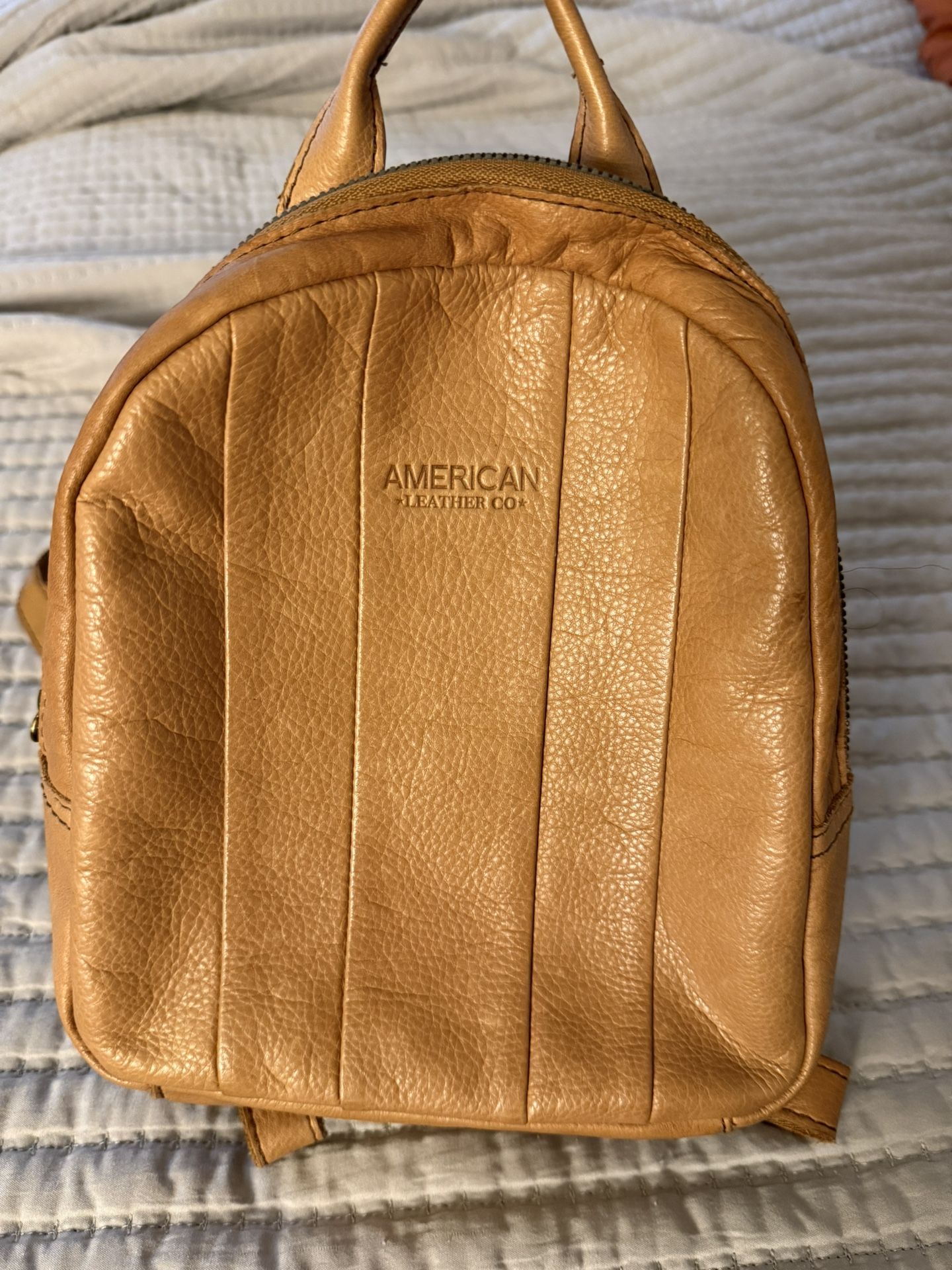 Women American Leather Co Tan Leather Backpack Purse 