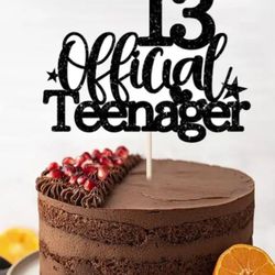1pc Official Teen Cake Toppers Courtesy Flags for 13 Years Old, Glitter 13th Birthday Cake Select Decorations for Teens 13th Birthday Party Supplies B