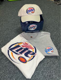 Miller Lite Fans - 2 T-shirts XL, Hat& Bar Napkin/Straw Holder - NEW