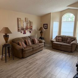 Living Room Set (Couch, Loveseat, Lamps)