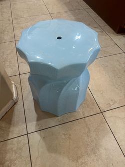 Light Blue Ceramic Garden Stool
