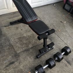 Adjustable Bench & Dumbbells 10-110 Lb