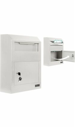 Durabox Drop Box Deposit Safe 12 × 4 x 15" Heavy Duty Steel Wall Mount Mailbox for Mail, Letters, Checks, Keys, Cash and more for Home, Office & Comme