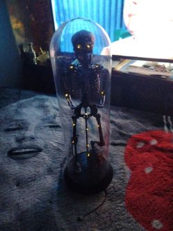 Skeleton Figurine in plastic plastic Dome with LED Lights