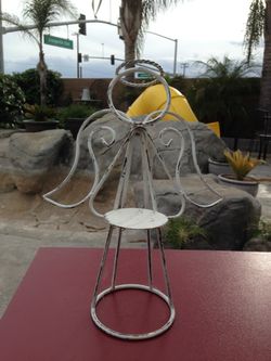 Wrought iron distressed angel candle holder