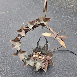 Copper Cascading Leaves and Dragonfly Indoor/Outdoor Garden Water Fountain