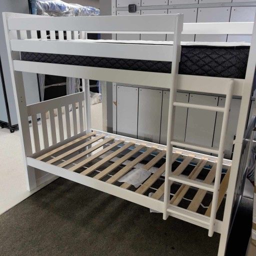 Canberra Twin Over Twin Bunk Bed - White/ Fast Delivery 