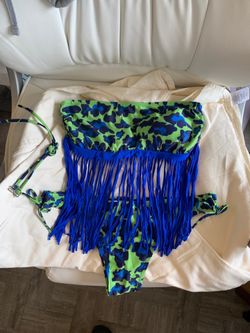 Bathing suits bikini blue and green camo size L