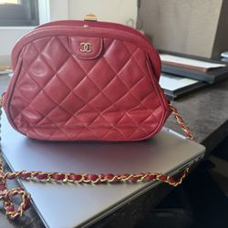 Vintage Red lamb Chanel bag 