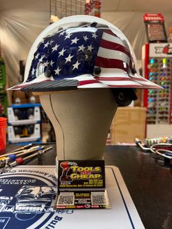 LIFT White w/ American Flag Design Full Brim Safety Hard Hat