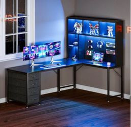 63” Gaming Desk | LED | Hutch | 4 Drawers | New