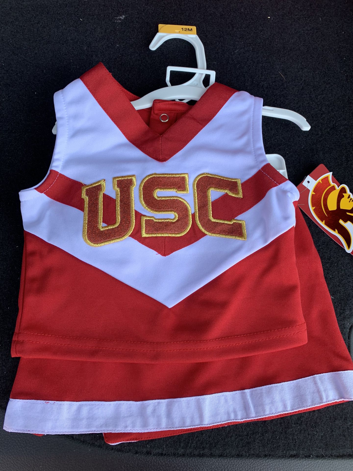 Cheerleader USC College Girls Toddler Outfit Shirt & Skirt Size 12 months