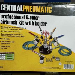 Central Pneumatic Professional 6-Color Airbrush Kits 