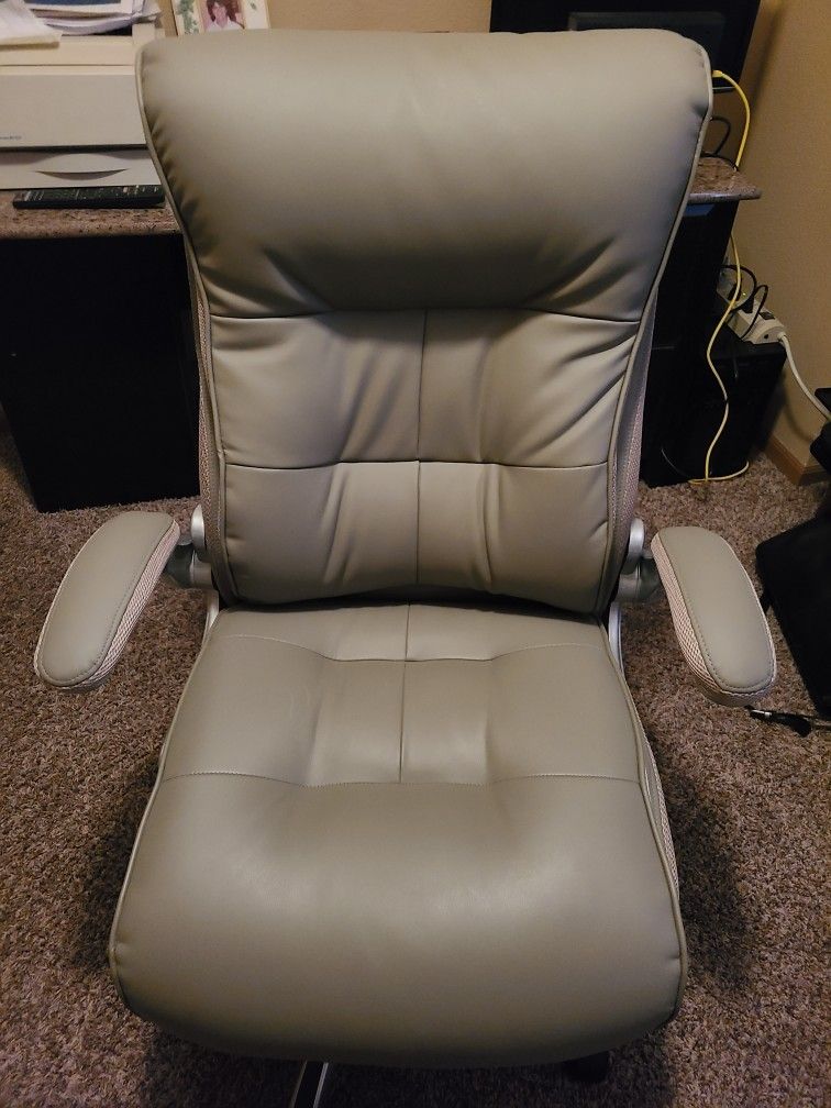 Beige Leather Office Chair 