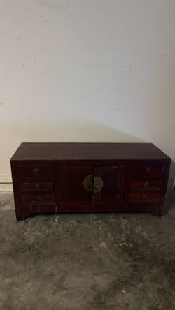 Vintage Chinese Apothecary Style Low Cabinet
