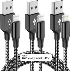 iPhone Charger Fast Charging 3 Pack 10 FT Lightning Cable Nylon Braided iPhone Charger Cord Compatible with iPhone 14 13 12 11 Pro Max XR XS X 8 7 6 P