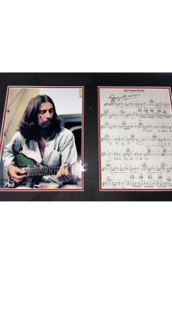 George Harrison, Beatles, Signed Sheet Music - “Here Comes The Sun”. Beautifully displayed  - Great Song!! COA - Authentic. 