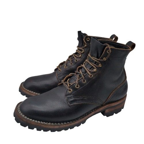 NICKS BOOTS Mens 'Urban Logger' Brown Waxed Dark Brown Horween Sz 11 D USA $609