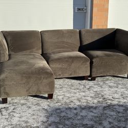 3 Piece Brown Microfiber Sectional Sofa – Modular – Free Curbside Delivery