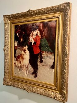 Oil Painting - The Young Horsewoman - with Collie Dog -MUSEUM QUALITY