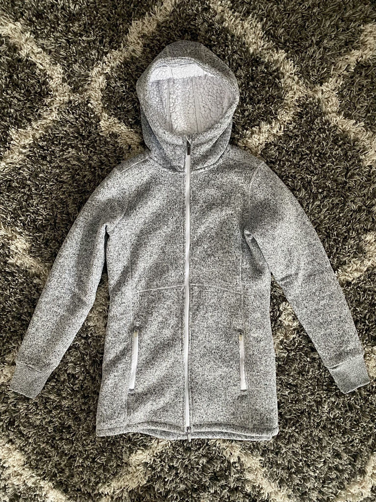 Women’s Sherpa fleece hooded jacket (size small)