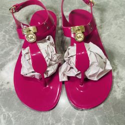 Michael Kors Lock It Jelly Womens SZ 10 Pink Beach Walking Outdoor Thong Sandals