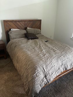 Queen size bed frame set night stand and dresser incl
