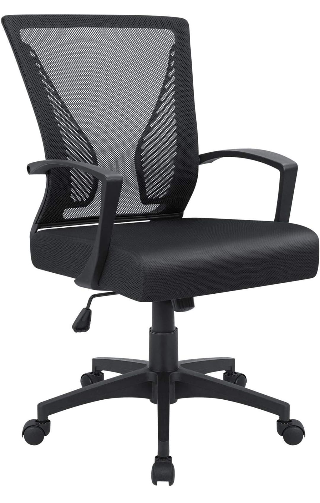 Furmax Office Chair Mid Back Swivel Lumbar Support Desk Chair, Computer Ergonomic Mesh Chair with Armrest (Black)