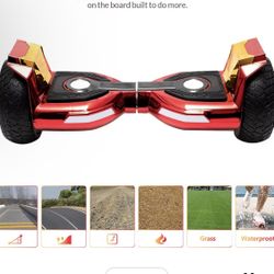 8.5” All Terrain Hover Board, Off Road Self Balancing Scooter with Bluetooth and LED Lights, UL2272 Safety Certified (Red)